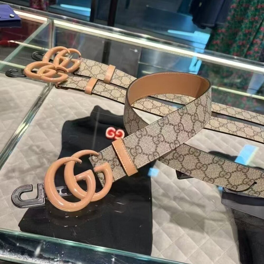 NWT Authentic Gucci GG Marmont Belt  Pink/Beige